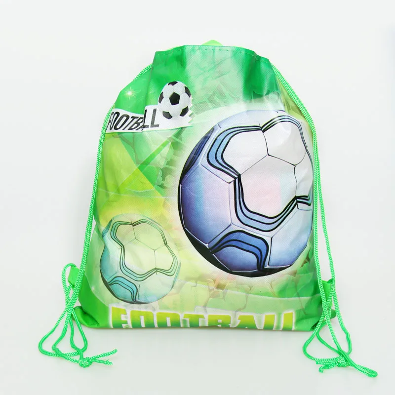 6pcs/lot Cartoon Football Party Paper Popcorn Boxes Snacks Food Box Happy Birthday Popcorn Bags Boys Kids Favors Candy Packgae - Цвет: drawstring bag 1pc