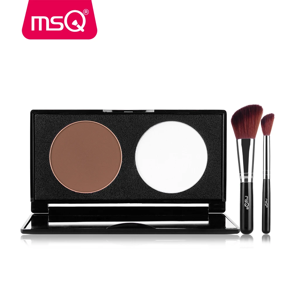

MSQ 2 Color Bronzer Highlighter Powder Palette Trimming Powder Make Up Face Cosmetic Contour Pressed Powder With 2pcs Brush Gift