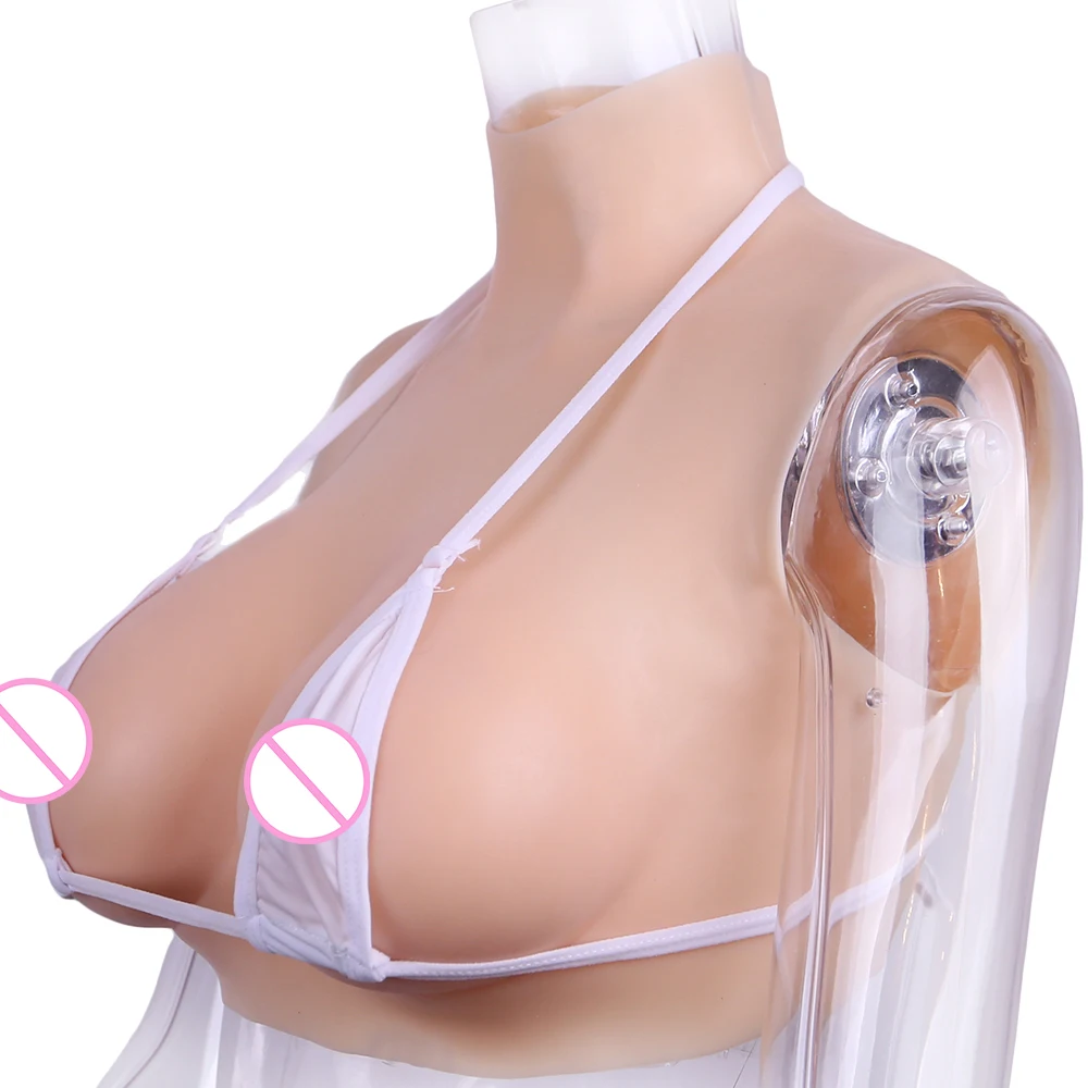 

CYOMI C/D/F Cup Silicone Boobs Silk Cotton High Collar Neck Breast Forms Silicone for Crossdresser Shemale Transgender 1G