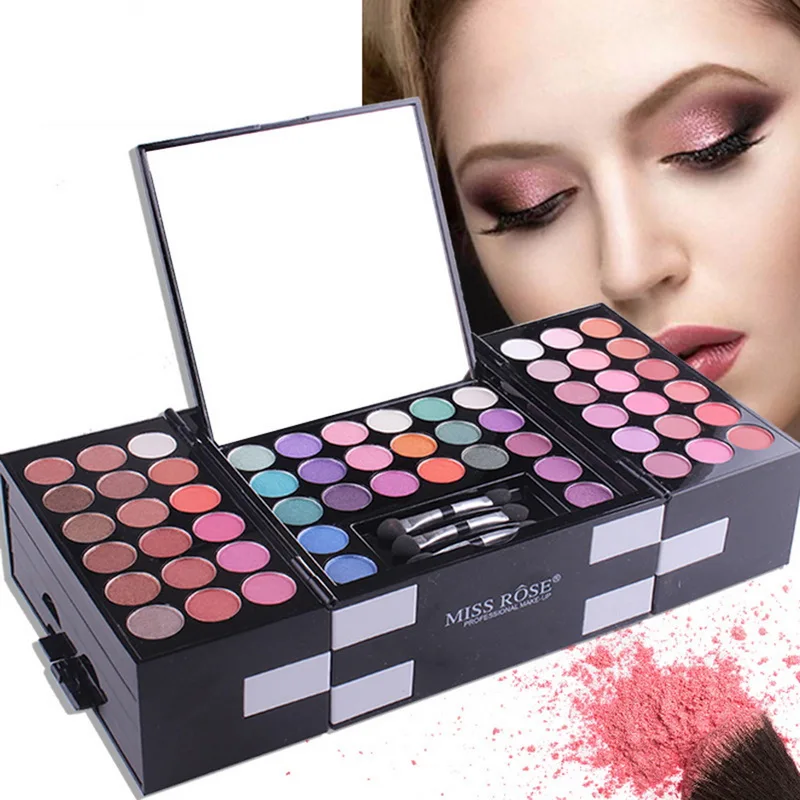 

MISS ROSE Makeup Kit Cosmetics Eye Shadow Box Palette Matte Glitter Shimmer Eyeshadow Blush Eyebrow Powder With Mirror 142 Color