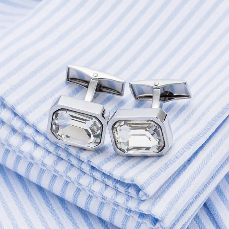 

New Crystal Cufflinks Rhinestone Cuff links Lawyer Silver Gemelos Gift Cuffs Wholesale 516