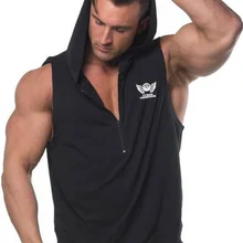 Половина на молнии Мужская Толстовка без рукавов бодибилдинг спортзал майка Топы тренировка Кроссфит без рукавов куртки Терри Топ Мужской