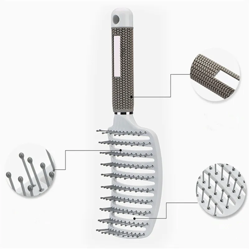 Парикмахерская расческа для волос, нейлоновая расческа, круглая расческа для волос, Массажная расческа для головы, Женская Расческа для влажных вьющихся волос, инструмент для укладки волос