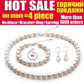 

Wedding natural pearl jewelry,bridal jewelry sets women White freshwater pearl sets 925 silver earring girl birthday best gift