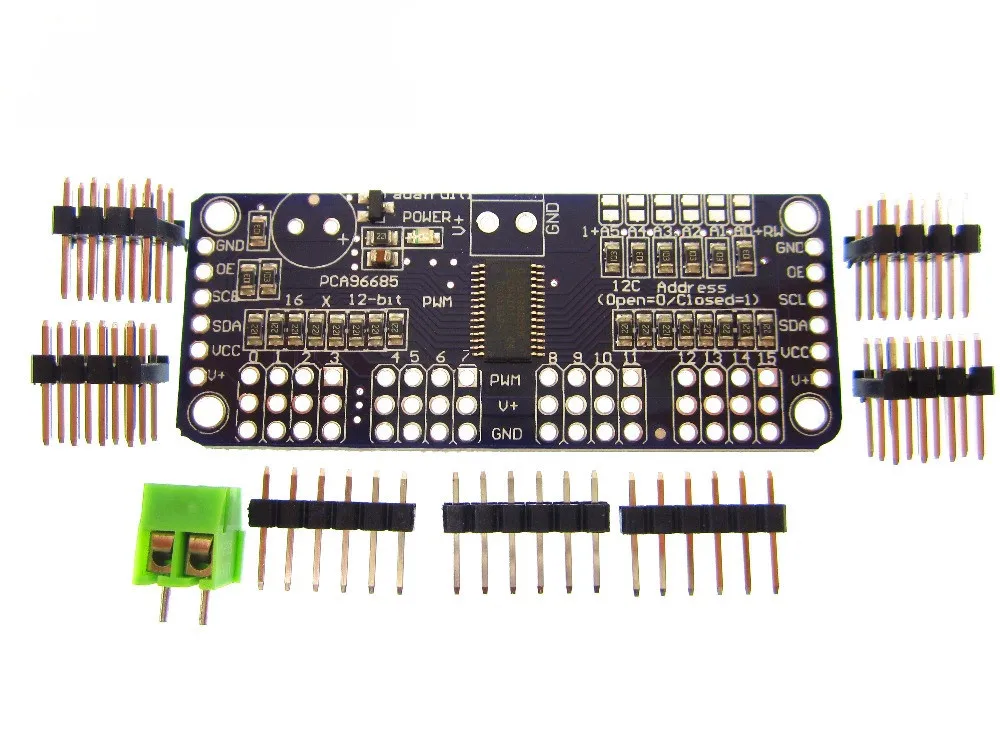 5 шт./лот 16-канальный 12-битный PWM/Servo Driver-I2C интерфейс PCA9685 для Raspberry pi защитный