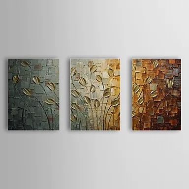 

Hand painted thick knife oil painting gold flower modern home decoration abstract wall art picture for living room on canvas
