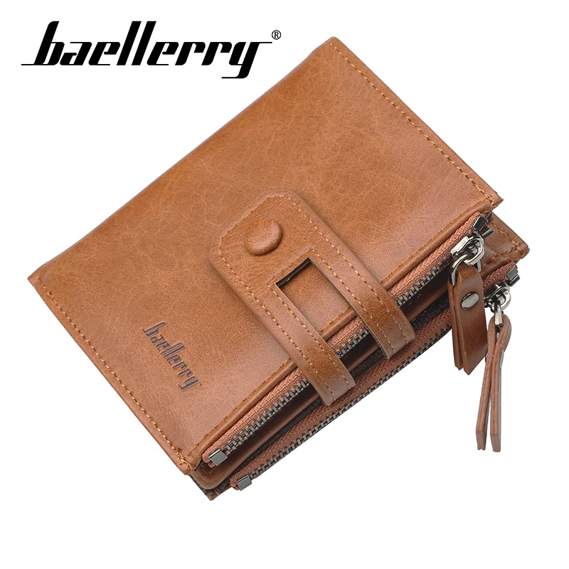 

Baellerry Wallet Men PU Leather Short Solid Wallet Hasp Zipper Porta Handbag Coin Pocket Card Holder Photo Holder Men Money Bag