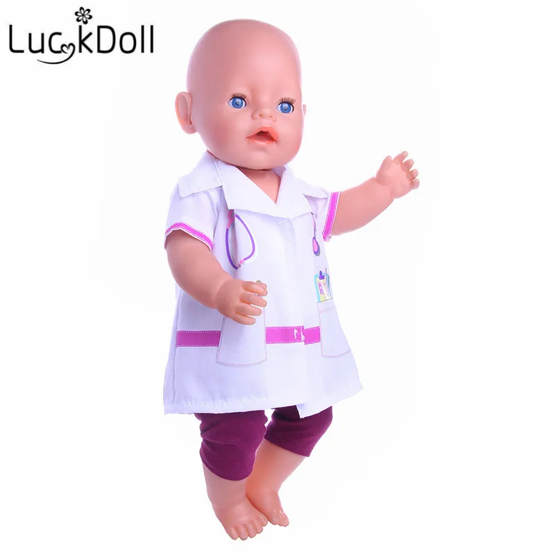 LUCKDOLL доктор Косплей Костюм подходит 18 дюймов Американский 43 см Кукла одежда аксессуары, игрушки для девочек, поколение, подарок на день рождения