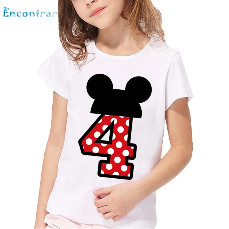 Детская забавная футболка с надписью «Happy Birthday» и бантом одежда для мальчиков и девочек детский подарок на день рождения с цифрой 1 до 9 HKP2416