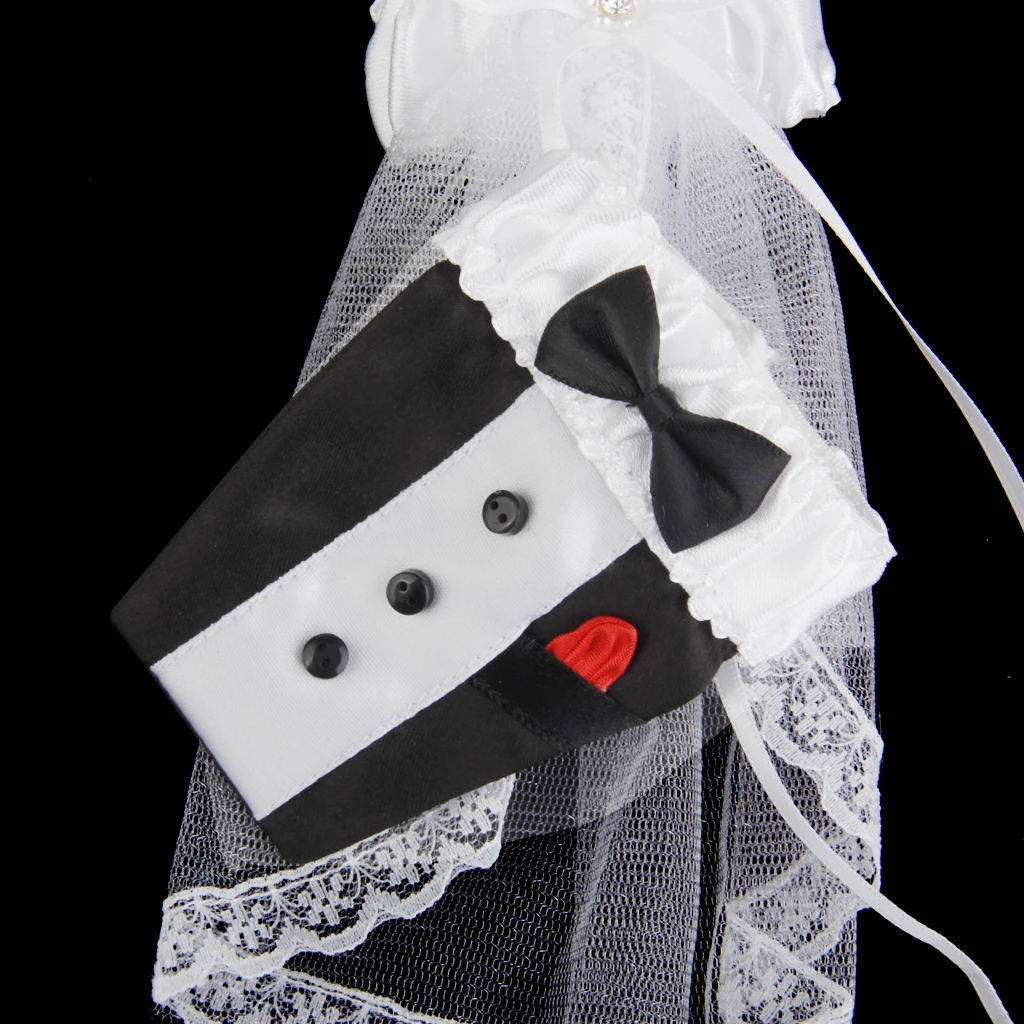2 pcs Lovely Bride Groom Dress Wedding Bridal Wine Glass Champagne Cup Cover Holiday DIY Decoration