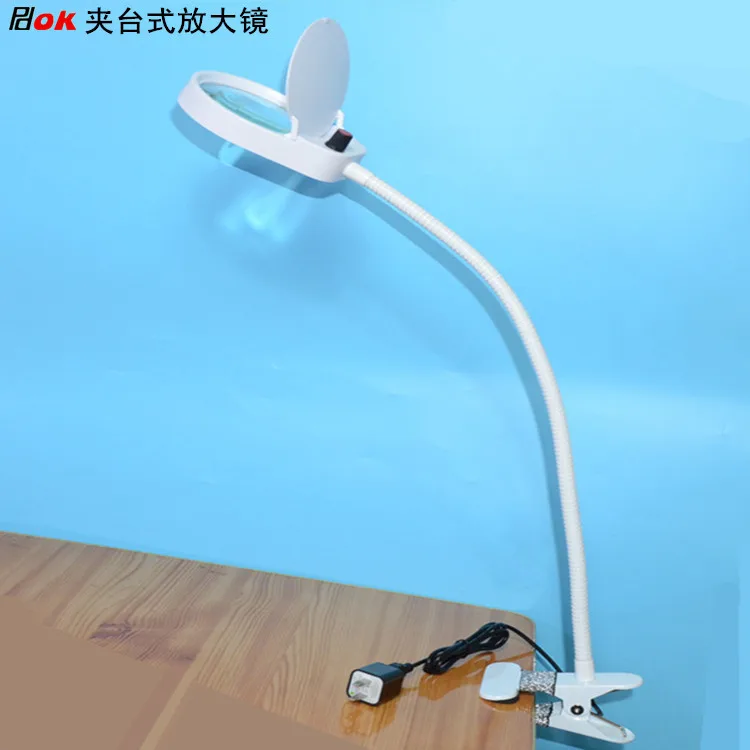 Desktop magnifier 3X/10x magnifying glass table machine soft rod dimmable LED light magnifier for reading repairing