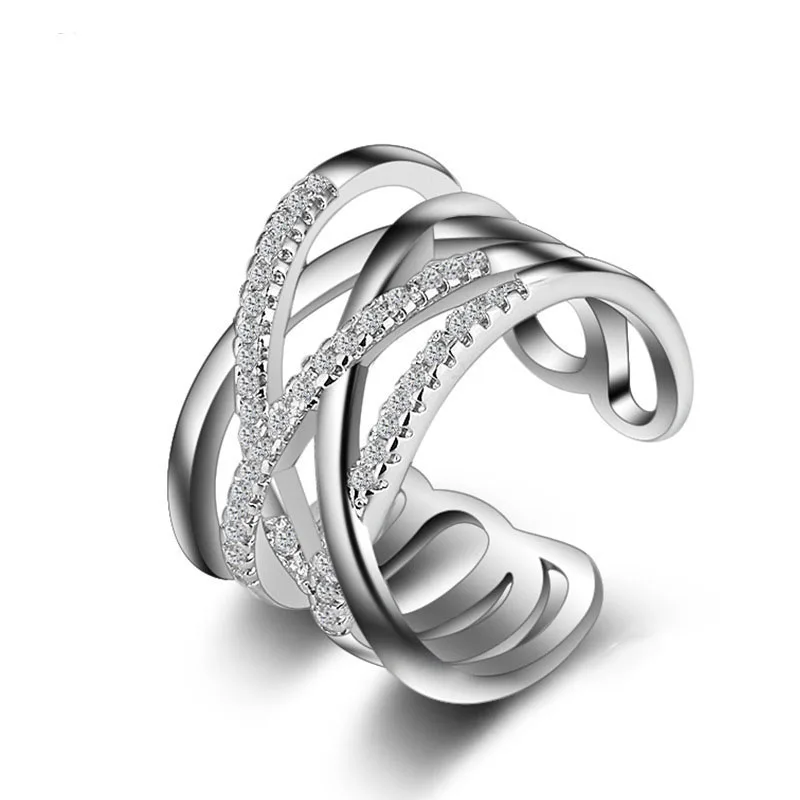 Женское кольцо из серебра 925 пробы с инкрустацией фианита|crown ring|infinity ringanillos mujer |