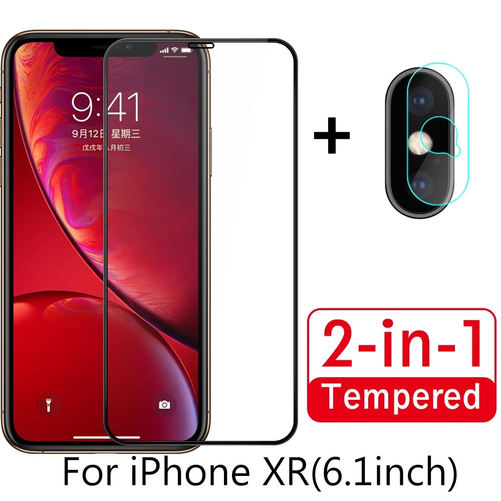 

2 in 1 Protective Glass For iPhone XR 6.1inch Full Cover Screen Protector Back Camera lens Film and Tempered Glass For iPhoneXR