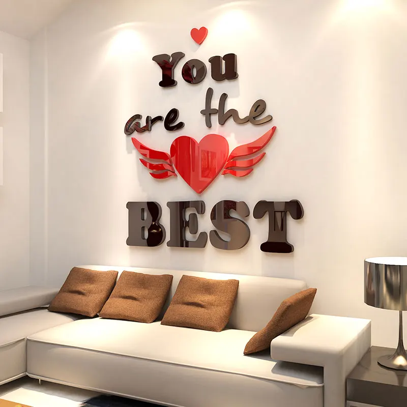 New Romantic Creative 3d Wall Stickers Living Room Bedroom Decoration Stickers Office Background Wall Decor Acrylic Wall Sticker Stickers Living Acrylic Wall Sticker3d Wall Stickers Aliexpress