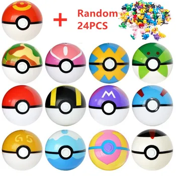 

13 Pcs Pokeball+24 Pcs Figures Japanese Movie&TV Action Figures Anime Toys Master ball pet doll pokebolas Kids Birthdays Gifts