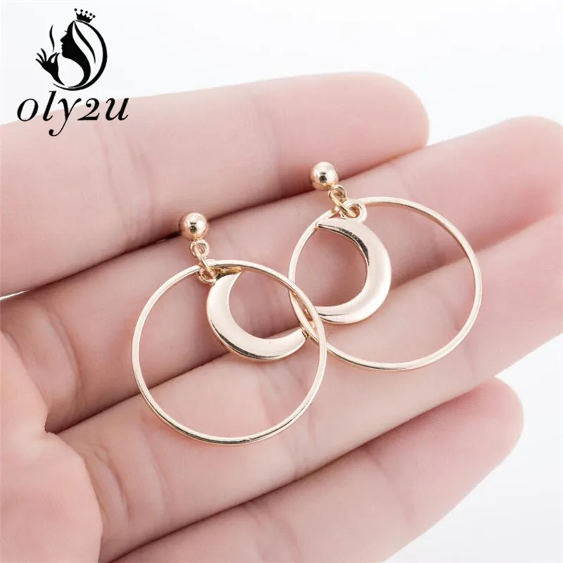 

oly2u Fashion Moon Accessories Simple Cute Circle Lovely Moon Phase Earring Women Punk Style earring Party Girlfriend Gift