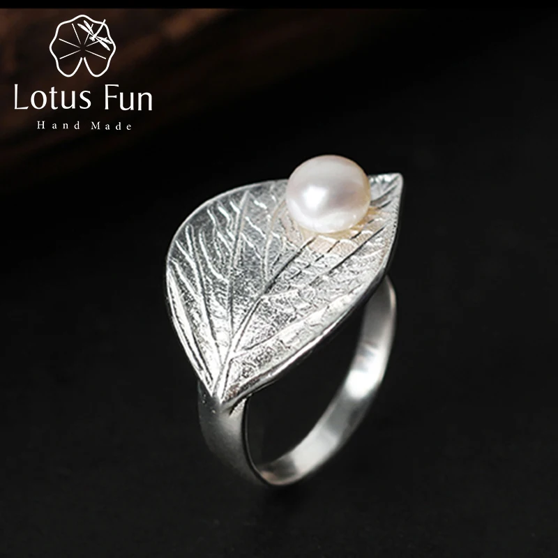 Lotus Fun 100 Real 925 Sterling Silver Natural Pearl Handmade Designer Fine Jewelry Creative Open Ring