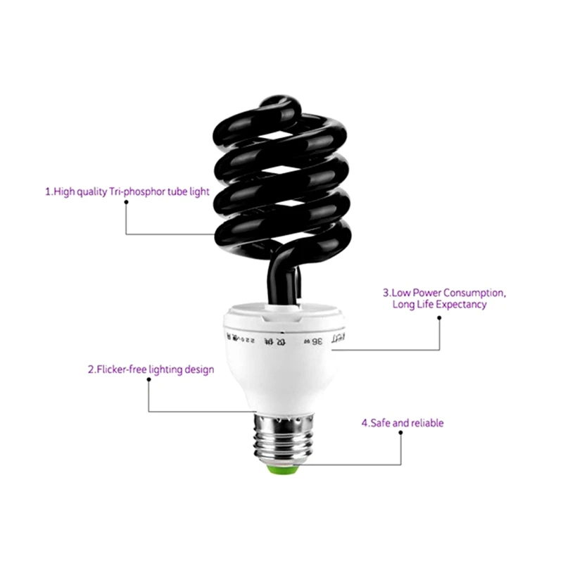 220V E27 15-40 Вт УФ лампа УФ ультрафиолетовый флуоресцентный КЛЛ световые лампы спиральные энергосберегающие черный светло-фиолетовые лампы освещения