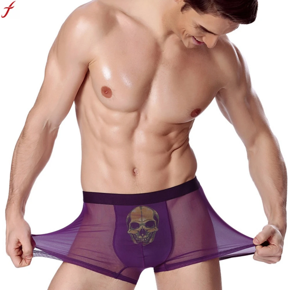 

Underpants Men Printed Skull Fashion Mens nderwear Spandex Underpants cueca Boxers Shorts Boxers Underpants