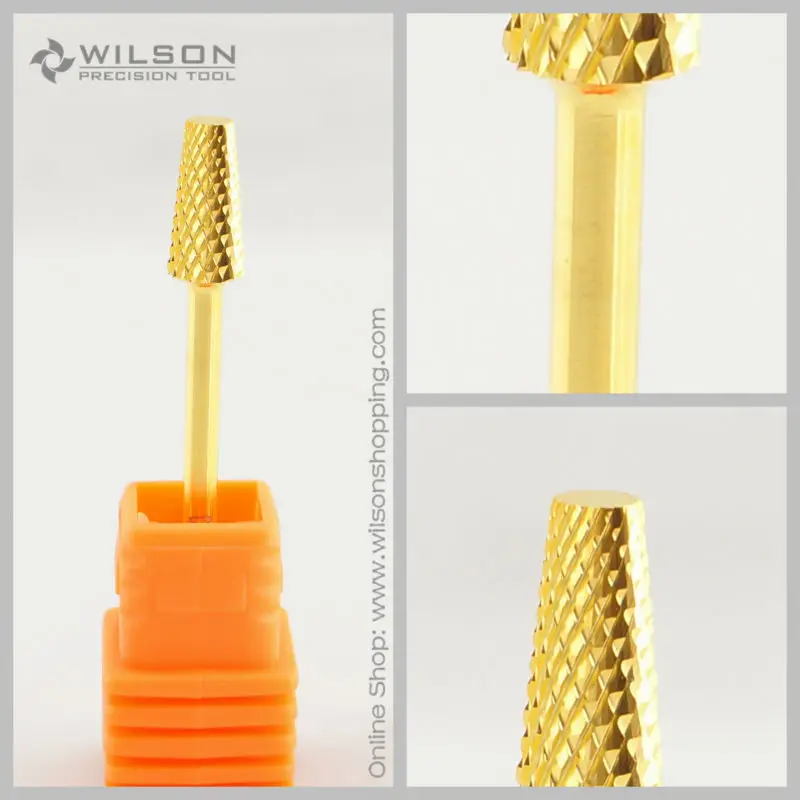 2pcs Tapered Barrel Bits Coarse (C 1140088) Gold WILSON Carbide Nail