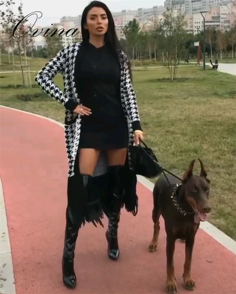 

High Quality Celebrity Jacquard Cardigan Think Feature Fashion Women's Outerwear