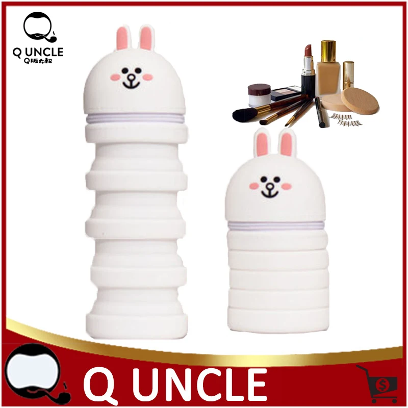

Kawaii Telescopic Rabbit Makeup Bush Storage Pounch Pen Holder Stationery Gift Silicone Beauty Case Decompresses Relax Toy