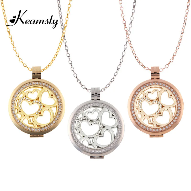 Keamsty Hot Design Crystal Coin Holder My Coin Pendant Necklace Set