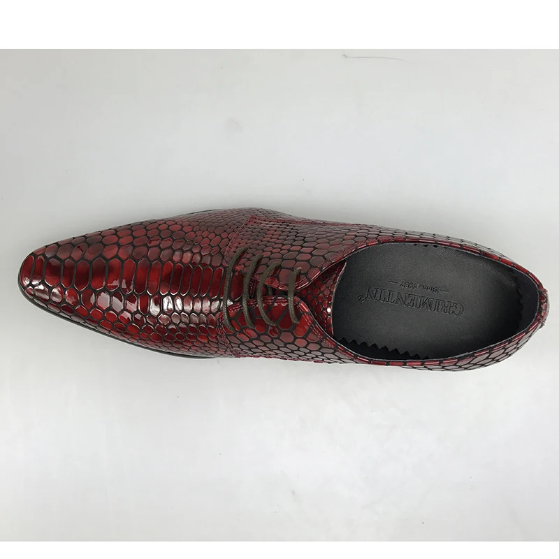 GRIMENTIN/Брендовые мужские свадебные туфли в стиле крокодиловой кожи; горячая распродажа; красные мужские туфли ручной работы из лакированной кожи; Новинка года