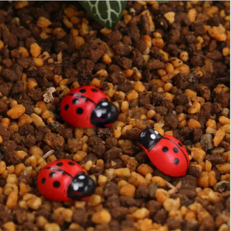 10 шт. в наборе миниатюрные украшения Coccinella Septempunctata изделия из смолы DIY маленький садовый декор