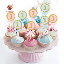 10 шт. детские украшения для торта 1 год первый круглый день рождения украшение инструмент для свадебной вечеринки DIY украшения для кексов аксессуар