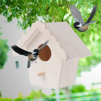 

Bird Nest Natural Wood House Creative Parrot Wall Mounted Hanging Birdhouse Garden Decor Birds Supplies