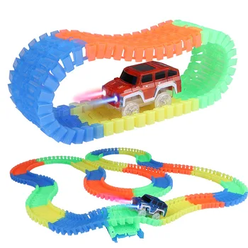 

Glow Racing Track Set 5 Led Light Track Car Flexible Glowing Tracks Toy 56/160/220/320 Race Track Flexible Railway LED Car