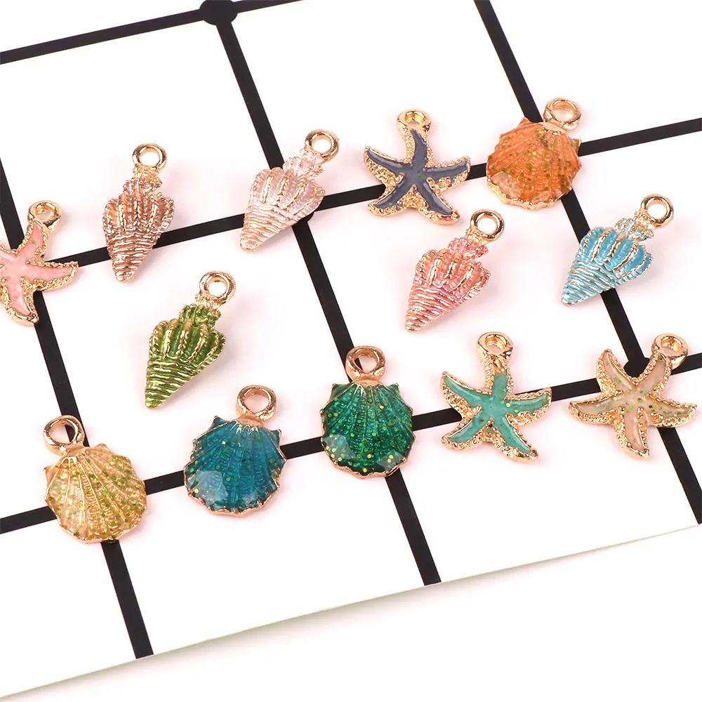 

13pcs/Set Fashion Conch Sea Shell Alloy Pendant Charmimg DIY Craft Jewelry Making DIY Gifts Jewelry Accessories