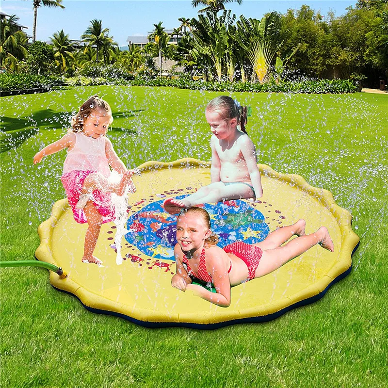 الأطفال كامب ماتس مملوءة بالماء الرش حصيرة مسرحية المياه ألعاب ألعاب الشاطئ حصيرة العشب وسادة وسادة