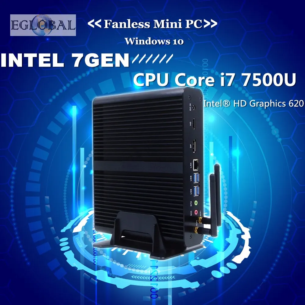 Lowest Price [Core i7 7500U] Eglobal 7th Gen Intel Kaby Lake Mini PC Windows 10 Max 3.5GHz Intel HD Graphics 620 Micro PC 4K HTPC Linux Kodi