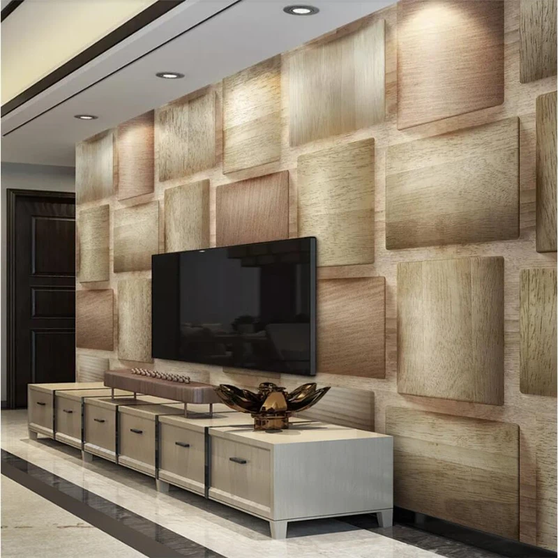 Обои на заказ 3d современный стиль квадратное дерево ТВ фон стены гостиной