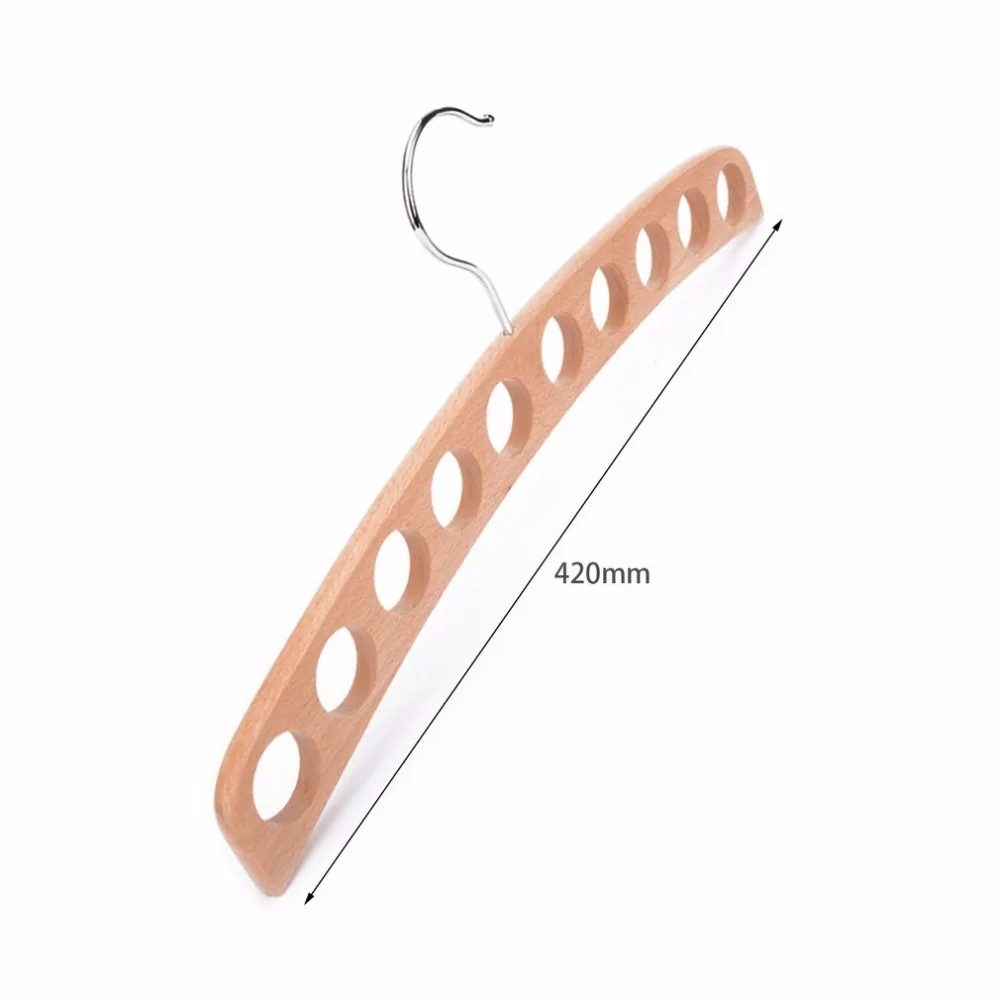 

Multifunctional Storage Tie Scarf Rack 10 Holes Wooden Non-Slip Tie Hanger Rack Organizer Hanger Holder