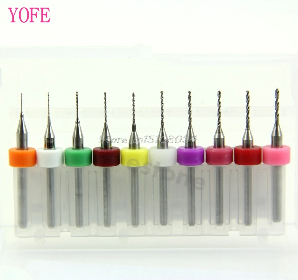 10Pcs PCB Print Circuit Board Carbide Micro Drill Bits Tool 0.3mm to 1.2 mm