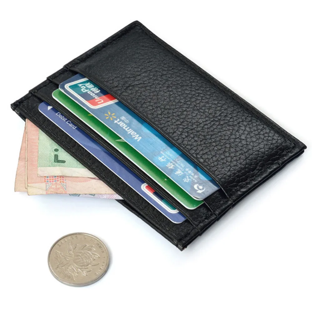 

1PCS Thin Mini Wallet Card Case Vintage Leather Money Clips Billfold ID Credit Cards Key Holder Cards Pack Cash Pocket