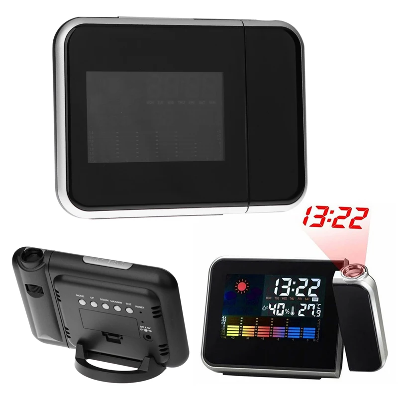 

Digital LCD Projection Desk Clock Weather Multi Function Alarm Clock Color Screen Calendar Home Desk & Table Clocks
