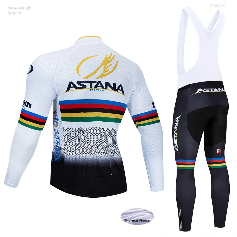 Pro ASTANA Велоспорт Джерси Набор зимний теплый флис с длинным рукавом гоночный MTB набор Майо велосипед одежда Ropa Ciclismo Одежда 12D