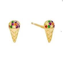 Ювелирные изделия из серебра 925 пробы, лето, милые, мороженое с радугой, cz, маленькие, милые, прекрасные серьги для девочек