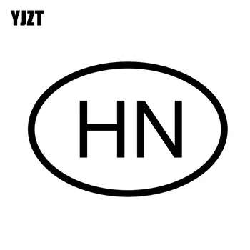 

YJZT 14.6CM*10CM HN HONDURAS COUNTRY CODE OVAL VINYL DECAL CAR STICKER Black Silver C10-01270