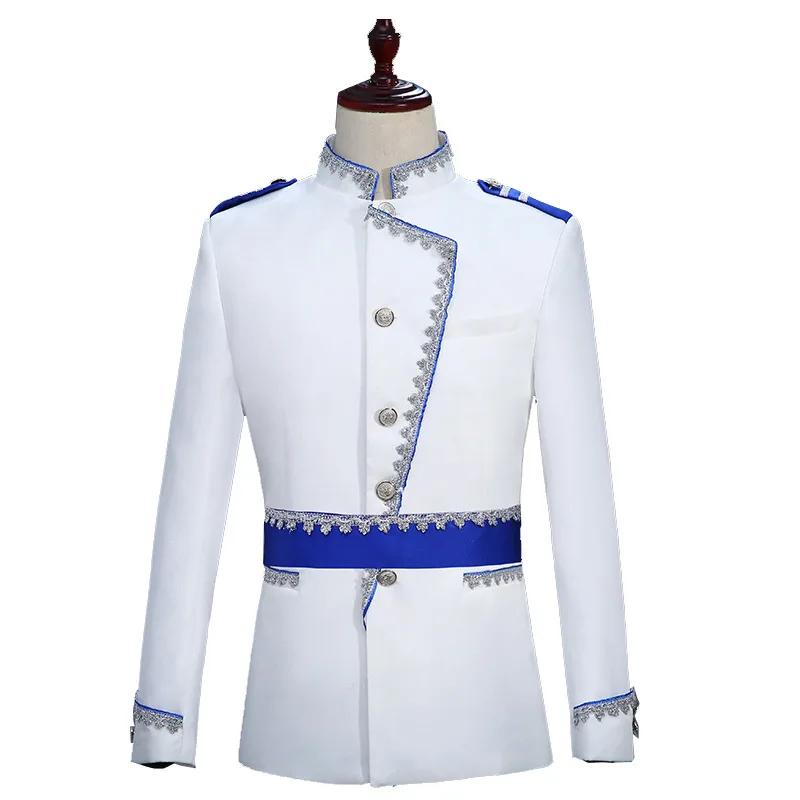 

Suits Men Long Sleeve Stage Military Music Costume Mens Performance Suit Straight Designs Clothing Two Piece Set Coat Pants M
