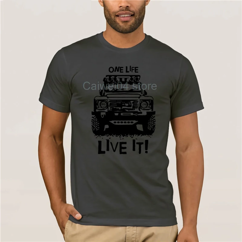 Мужская футболка с короткими рукавами и принтом, 90 110, One Life Live it Off Road - Цвет: charcoal gray