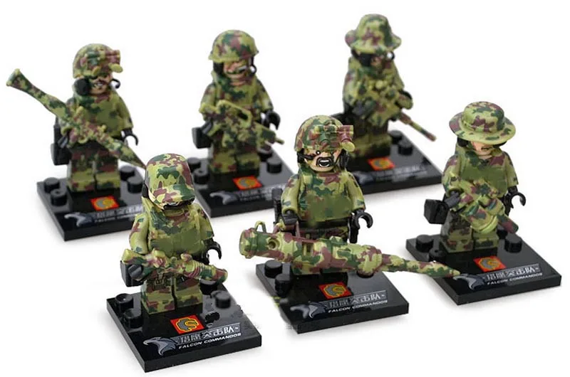 MOC Rare Falcon Commandos игрушечные строительные блоки военные с оружие|block toys|building blocks toywar