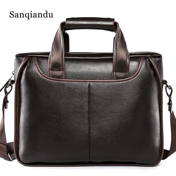 

100%Genuine Leather Men Laptop Bag Briefcase Fashion Men's Business Bags Casual Leather Messenger Bag for Men Bag Male Briefcase
