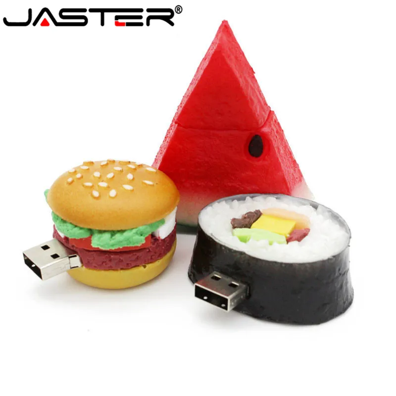 JASTER стильный мультфильм фрукты бургер арбуз USB карта памяти 4 ГБ 8 ГБ 16 ГБ 32 ГБ 2.0% 100 фактическая емкость