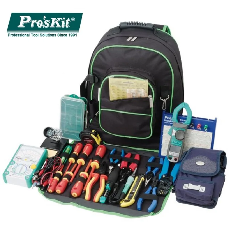 Pro'sKit 9ST-307 многофункциональный электрик рюкзак для инструментов универсальная дорожная сумка с двойными плечами сумка для инструментов