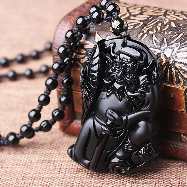 Drop Shipping Black OBsidian Buddha Necklace Pendant Obsidian Lucky